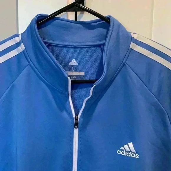Adidas sky blue long sleeve 1/4 zip  mens L - Picture 5 of 8